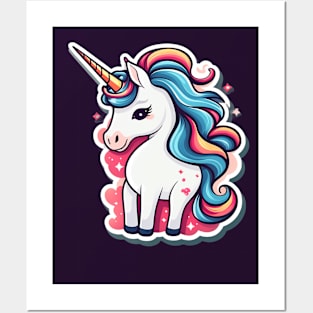 Cute rainbow Unicorn Posters and Art